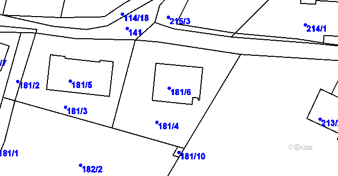 Parcela st. 181/6 v KÚ Srubec, Katastrální mapa