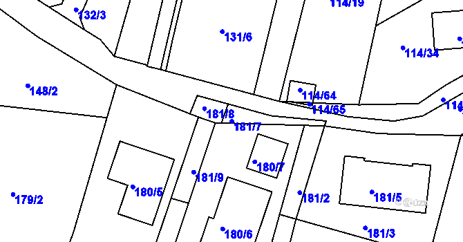 Parcela st. 181/7 v KÚ Srubec, Katastrální mapa