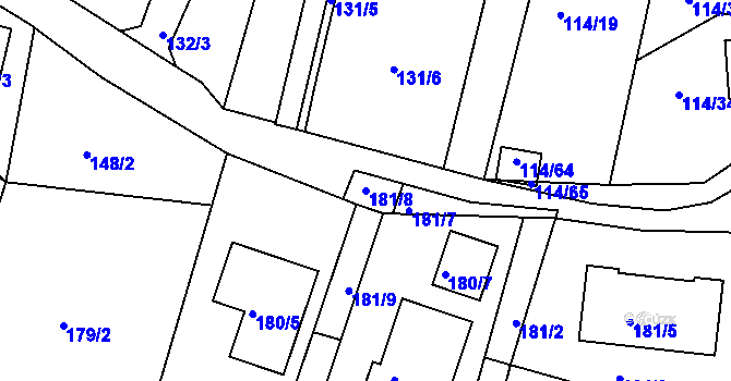 Parcela st. 181/8 v KÚ Srubec, Katastrální mapa