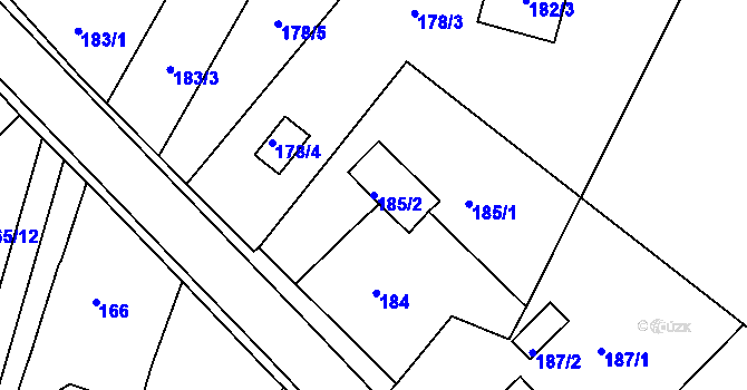 Parcela st. 185/2 v KÚ Srubec, Katastrální mapa