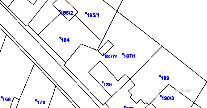 Parcela st. 187/2 v KÚ Srubec, Katastrální mapa