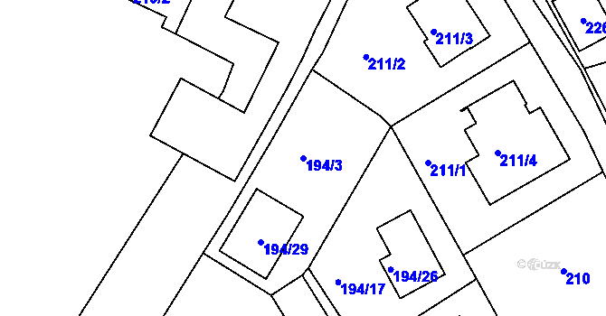Parcela st. 194/3 v KÚ Srubec, Katastrální mapa