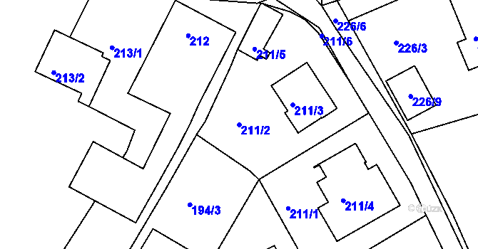 Parcela st. 211/2 v KÚ Srubec, Katastrální mapa