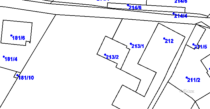 Parcela st. 213/2 v KÚ Srubec, Katastrální mapa