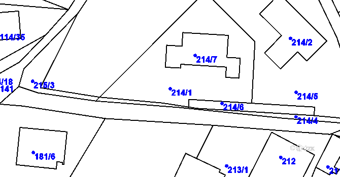 Parcela st. 214/1 v KÚ Srubec, Katastrální mapa