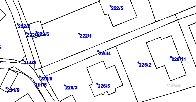 Parcela st. 226/4 v KÚ Srubec, Katastrální mapa