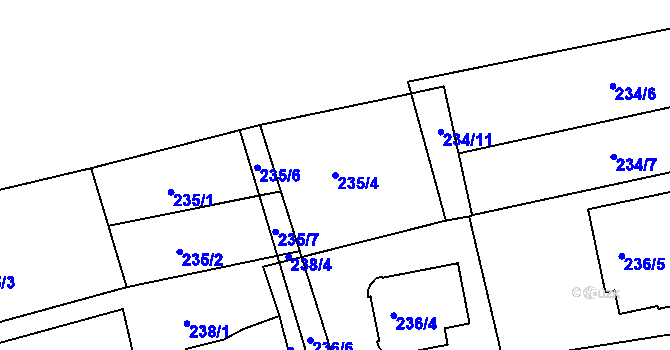 Parcela st. 235/4 v KÚ Srubec, Katastrální mapa