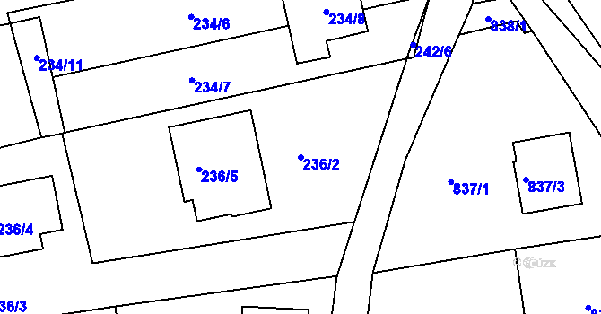 Parcela st. 236/2 v KÚ Srubec, Katastrální mapa