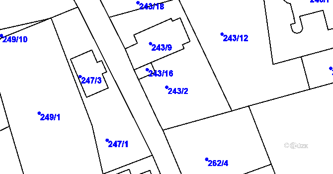 Parcela st. 243/2 v KÚ Srubec, Katastrální mapa
