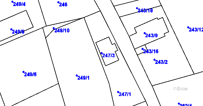 Parcela st. 247/3 v KÚ Srubec, Katastrální mapa