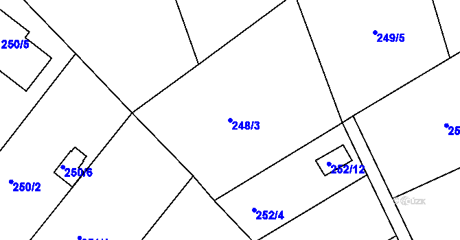 Parcela st. 248/3 v KÚ Srubec, Katastrální mapa