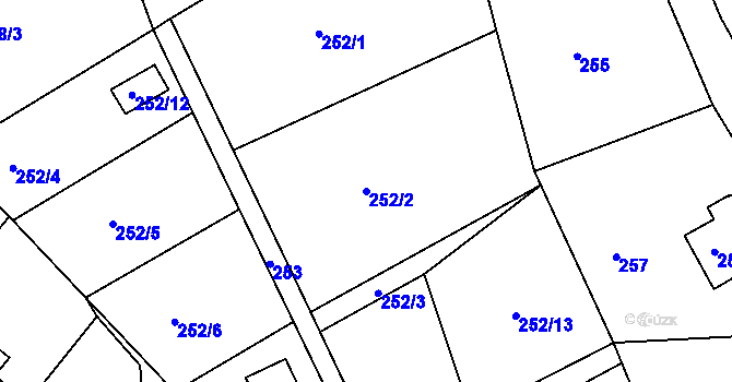 Parcela st. 252/2 v KÚ Srubec, Katastrální mapa