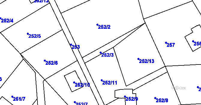 Parcela st. 252/3 v KÚ Srubec, Katastrální mapa