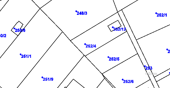 Parcela st. 252/4 v KÚ Srubec, Katastrální mapa