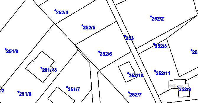 Parcela st. 252/6 v KÚ Srubec, Katastrální mapa