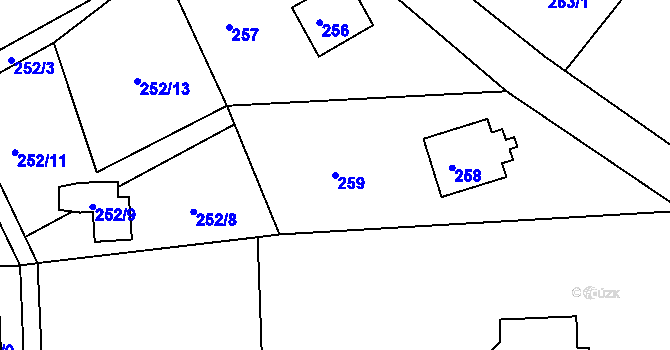 Parcela st. 259 v KÚ Srubec, Katastrální mapa