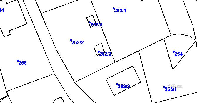 Parcela st. 262/3 v KÚ Srubec, Katastrální mapa