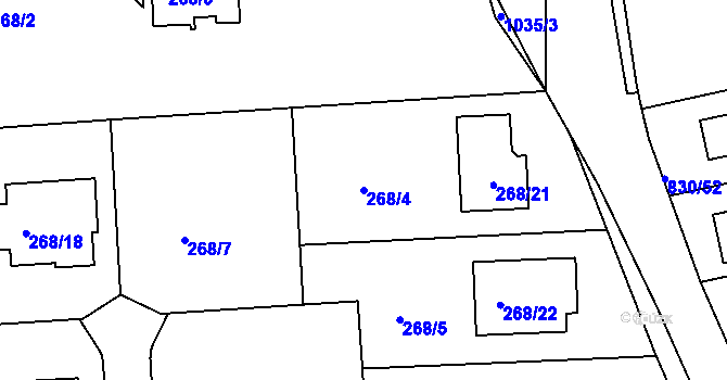 Parcela st. 268/4 v KÚ Srubec, Katastrální mapa