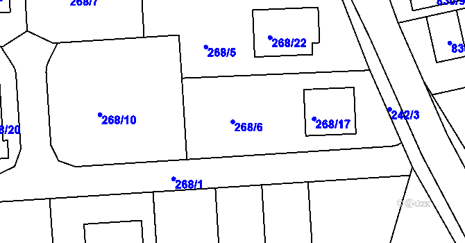 Parcela st. 268/6 v KÚ Srubec, Katastrální mapa