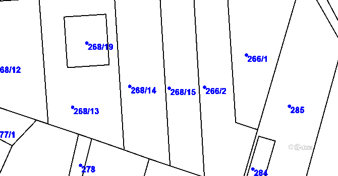 Parcela st. 268/15 v KÚ Srubec, Katastrální mapa