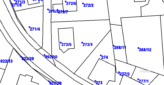 Parcela st. 272/1 v KÚ Srubec, Katastrální mapa