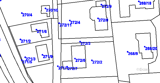 Parcela st. 272/3 v KÚ Srubec, Katastrální mapa