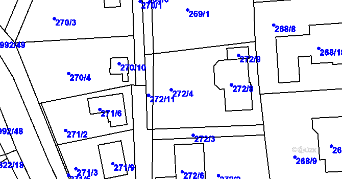 Parcela st. 272/4 v KÚ Srubec, Katastrální mapa