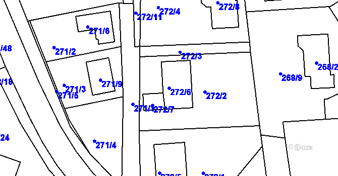 Parcela st. 272/6 v KÚ Srubec, Katastrální mapa