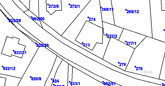 Parcela st. 273 v KÚ Srubec, Katastrální mapa