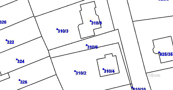 Parcela st. 310/6 v KÚ Srubec, Katastrální mapa