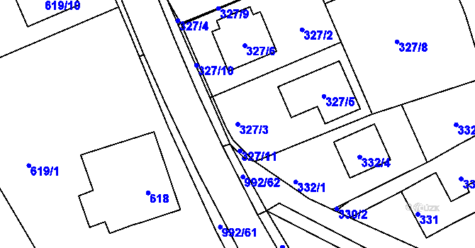 Parcela st. 327/3 v KÚ Srubec, Katastrální mapa