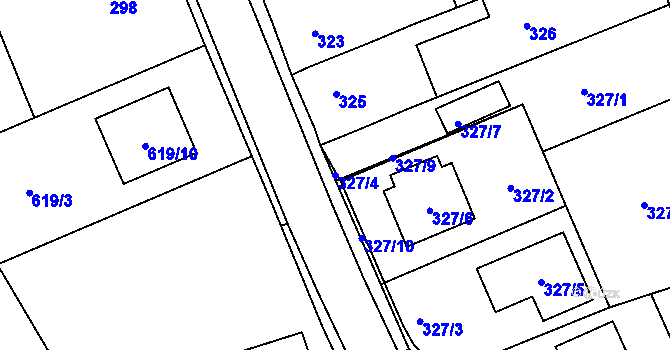Parcela st. 327/4 v KÚ Srubec, Katastrální mapa