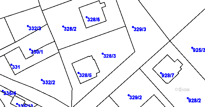Parcela st. 328/3 v KÚ Srubec, Katastrální mapa