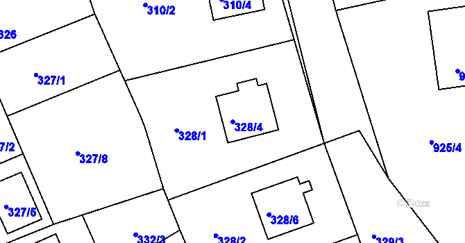 Parcela st. 328/4 v KÚ Srubec, Katastrální mapa