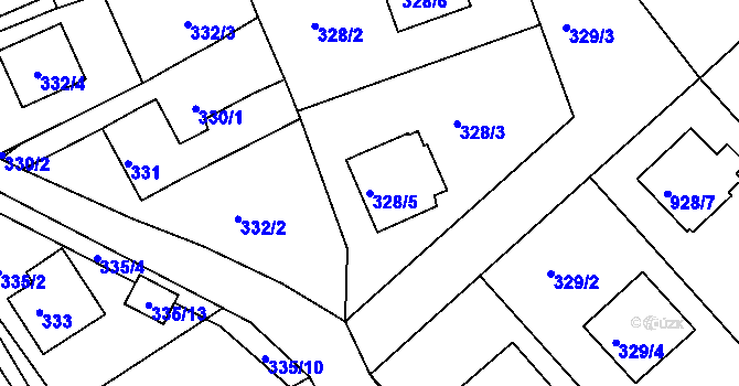 Parcela st. 328/5 v KÚ Srubec, Katastrální mapa