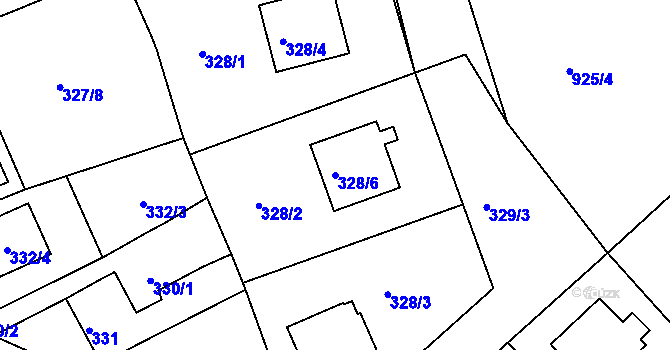 Parcela st. 328/6 v KÚ Srubec, Katastrální mapa
