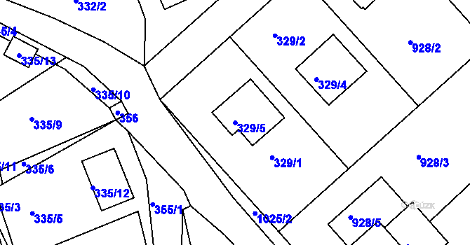 Parcela st. 329/5 v KÚ Srubec, Katastrální mapa