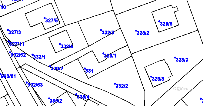 Parcela st. 330 v KÚ Srubec, Katastrální mapa