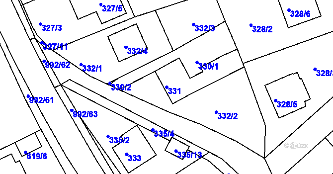 Parcela st. 331 v KÚ Srubec, Katastrální mapa