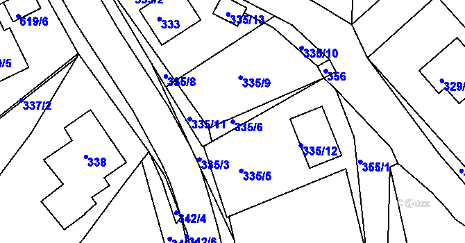 Parcela st. 335/6 v KÚ Srubec, Katastrální mapa