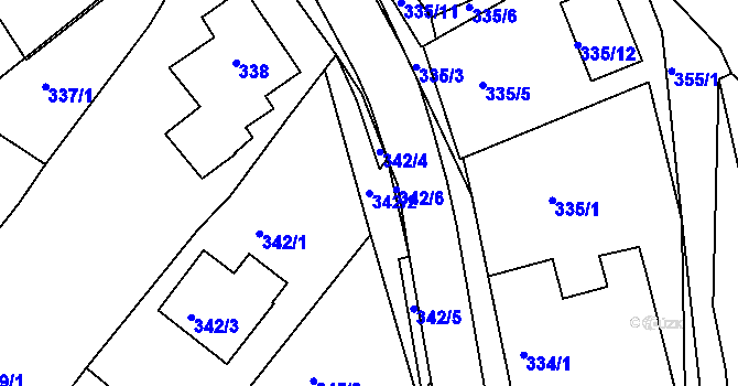 Parcela st. 342/2 v KÚ Srubec, Katastrální mapa