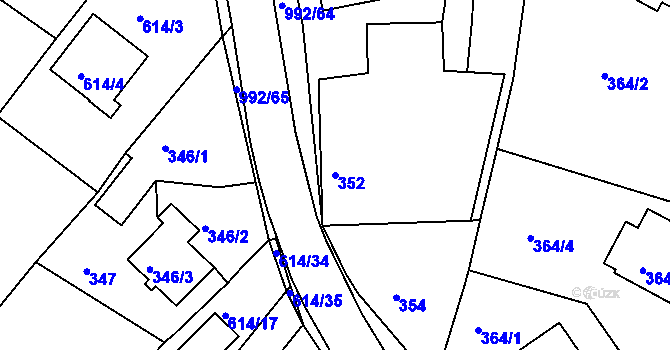 Parcela st. 352 v KÚ Srubec, Katastrální mapa