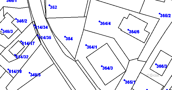 Parcela st. 364/1 v KÚ Srubec, Katastrální mapa