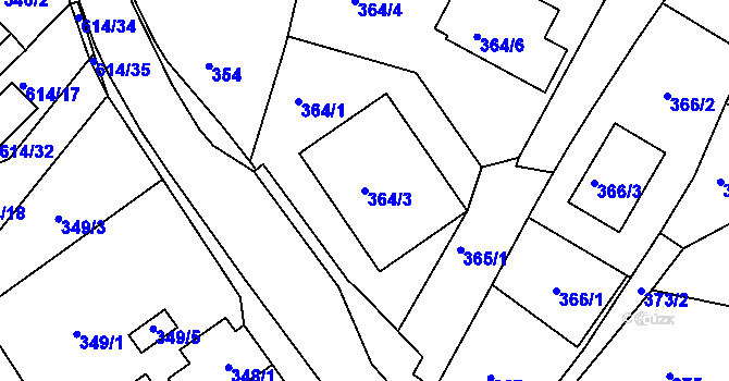 Parcela st. 364/3 v KÚ Srubec, Katastrální mapa