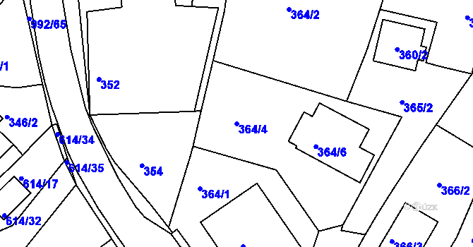 Parcela st. 364/4 v KÚ Srubec, Katastrální mapa