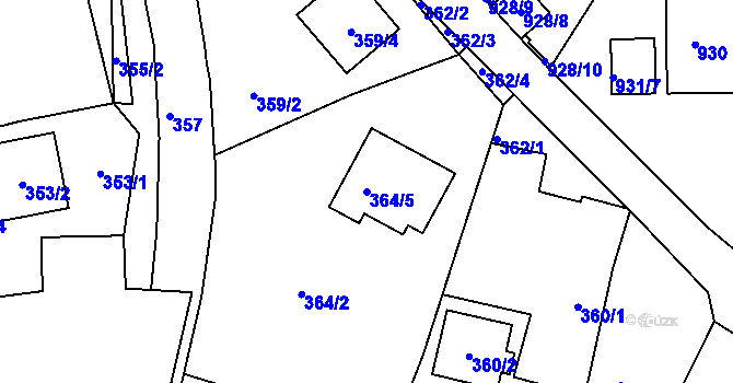 Parcela st. 364/5 v KÚ Srubec, Katastrální mapa