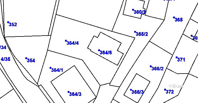 Parcela st. 364/6 v KÚ Srubec, Katastrální mapa