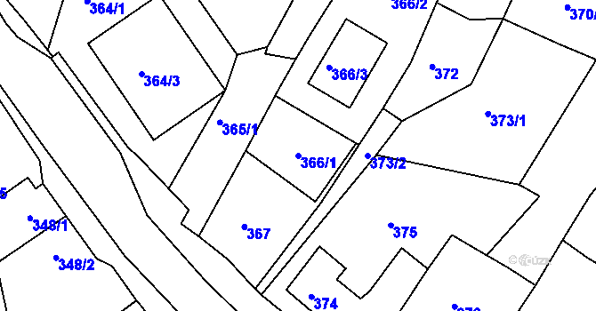 Parcela st. 366/1 v KÚ Srubec, Katastrální mapa