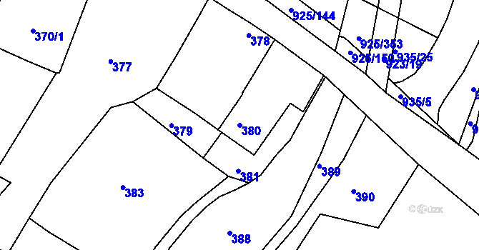 Parcela st. 380 v KÚ Srubec, Katastrální mapa