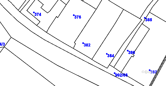 Parcela st. 382 v KÚ Srubec, Katastrální mapa